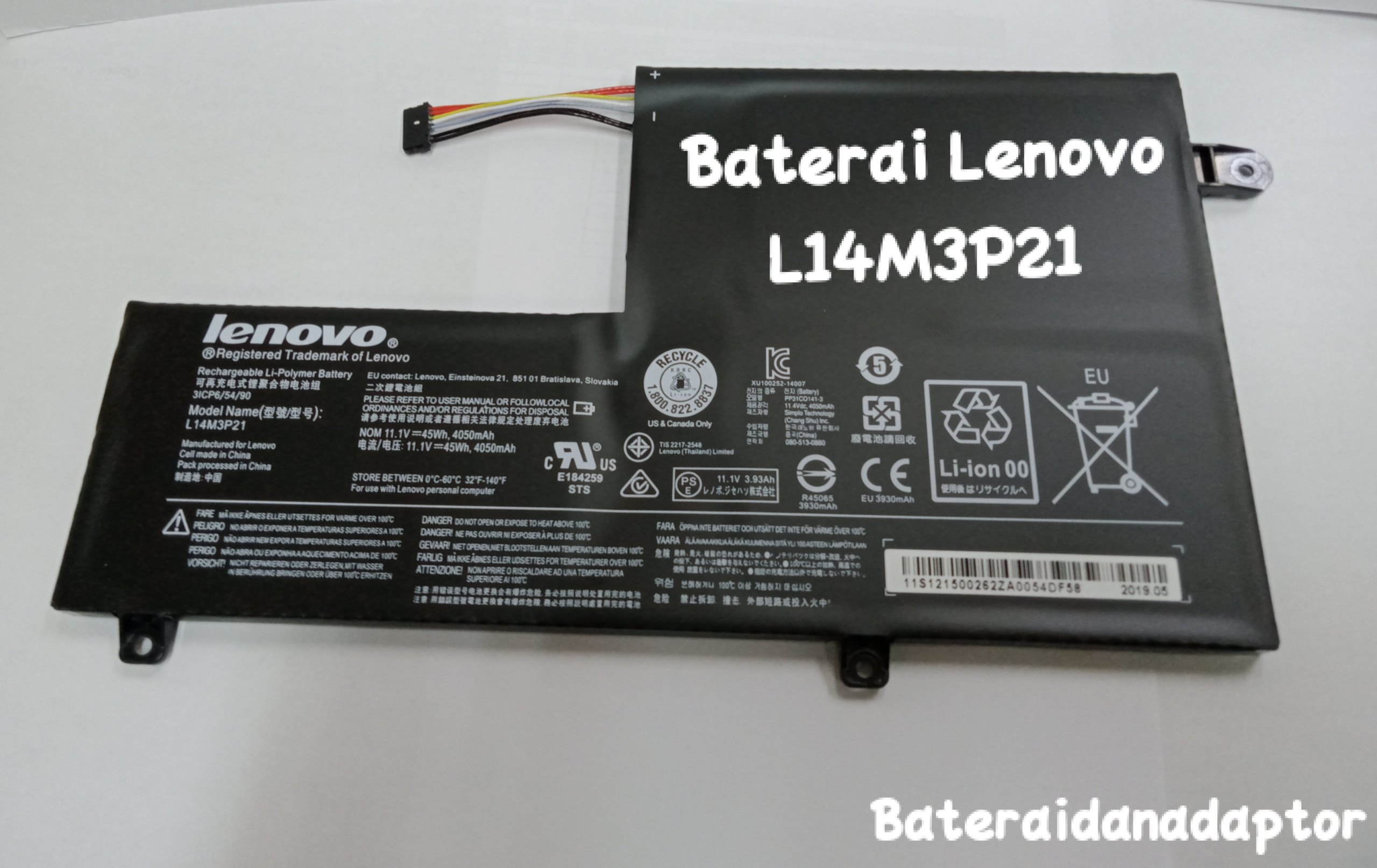 new net - Batteria L14L3P21 [10.8-11.1 V - 4050 mAh] Compatibile con Lenovo 5B10K10214, 5B10M52817, L15M3PB0, 5B10K84494, L15C3PB1, 5B10K84638, L15L3PB0, 5B10K85055