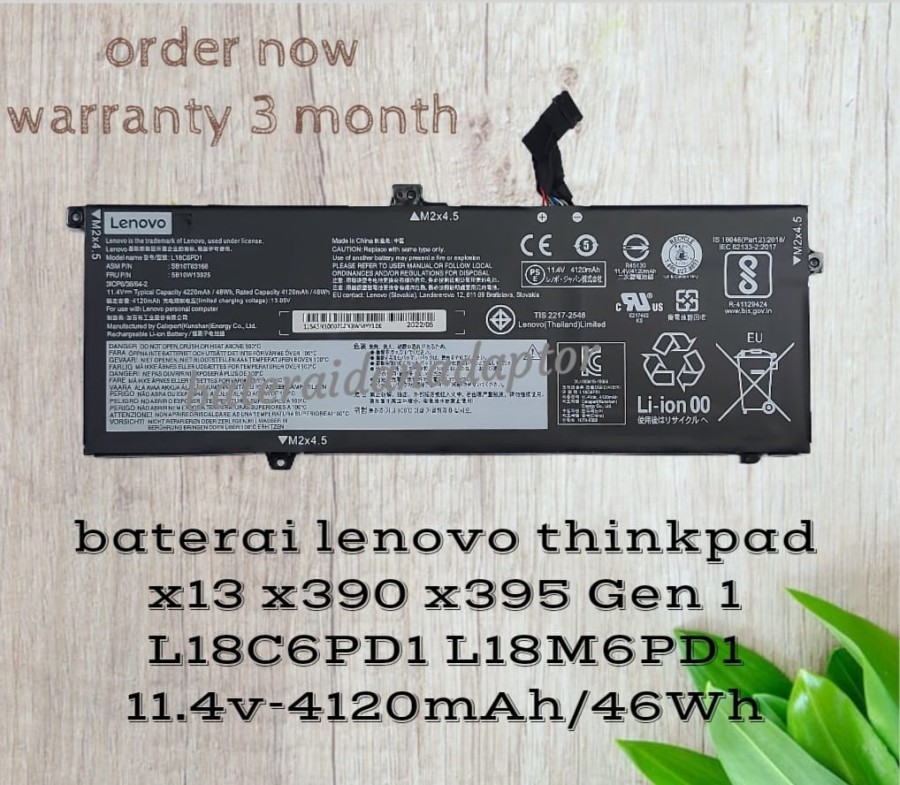 Batterie L18M6PD1 Pour Lenovo ThinkPad X390 X395 X13 1ère